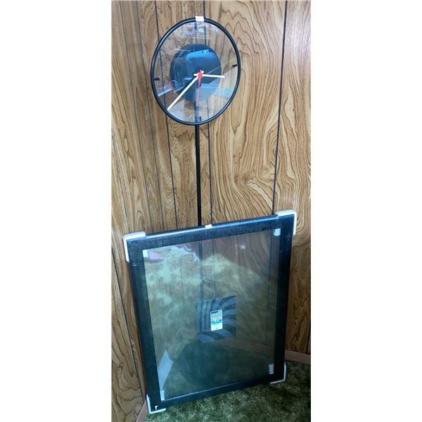 54" Tall Vintage Stand up Clock & 20x29 Poster Frame PECO Glass