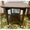 Image 3 : Wood End Table on Casters 2 Tier Vintage