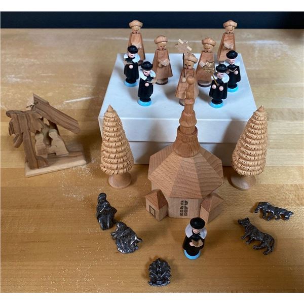 Wooden Carved Christmas Village