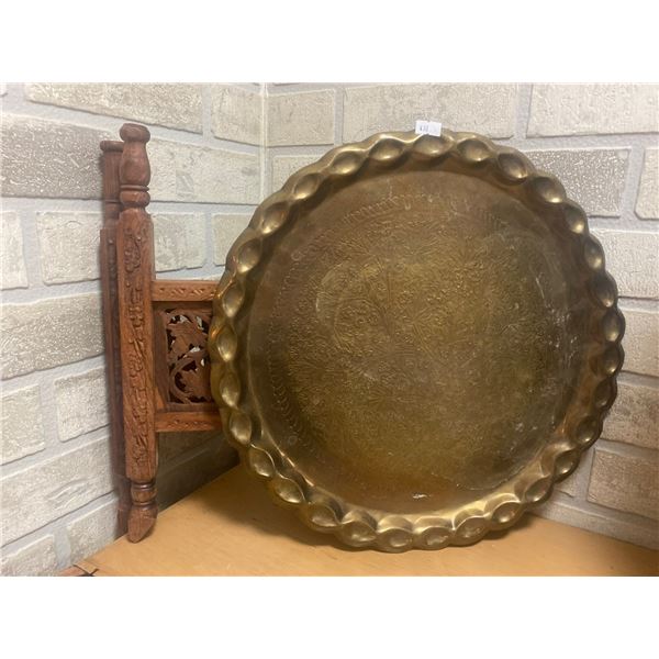 Hand Carved Morrocan Brass Top Table 16x16x15