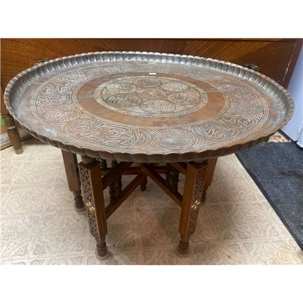Brass Top Moroccan Table Handcarved 25x25x18