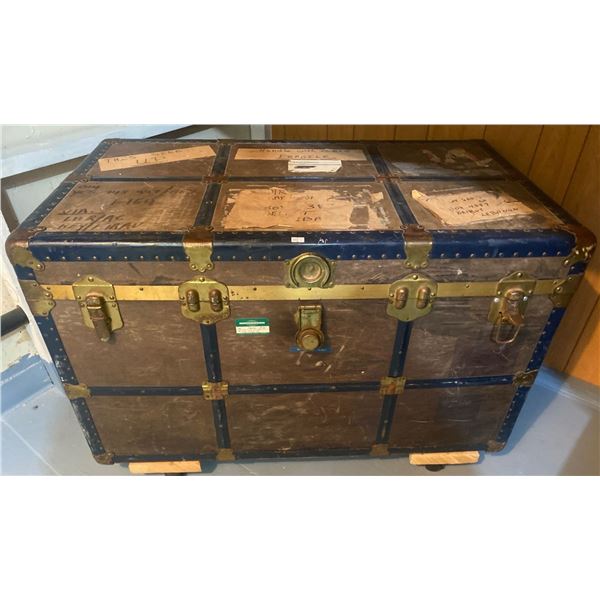 Large Vintage Steam Trunk 40x22x25 & The Vintage Fabric Contents