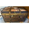 Image 1 : Large Vintage Steam Trunk 40x22x25 & The Vintage Fabric Contents