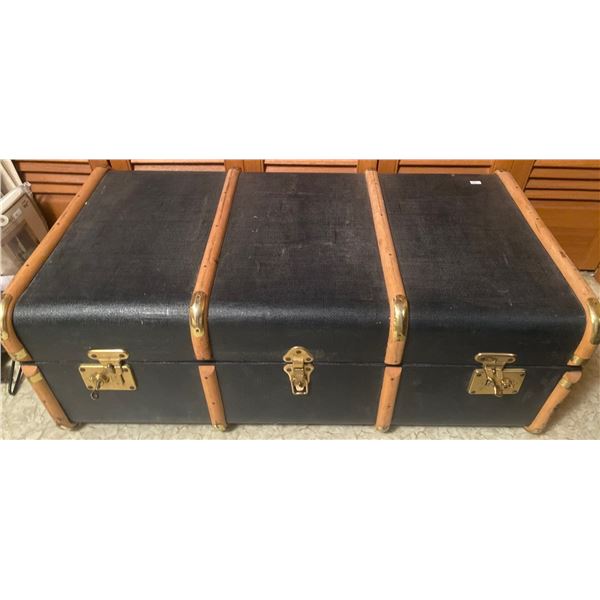 Beautiful Vintage Suitcase w/ Bamboo Accents & It's Mystery Contents