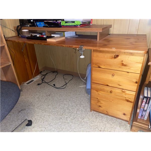 Wood Desk 64x24x29 w/ Adjustable Office Chair