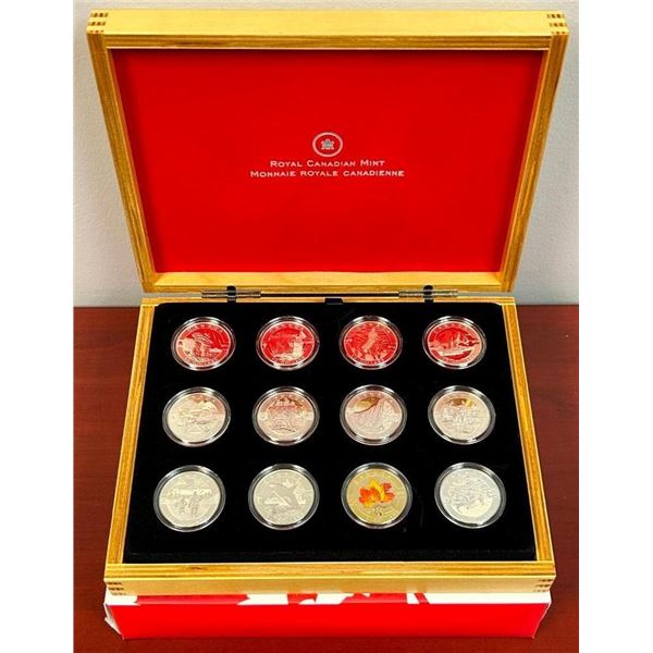 Scarce - Complete, 2013 $10 "O Canada" Matte Proof Pure Silver Coin Set. 12 Coins Total with COAs.