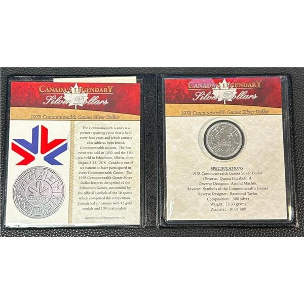 1978 Commonwealth Games Silver Dollar in Black Folio.