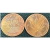 Image 1 : Lot of (2) .999 Fine Copper 1oz Rounds - Apollo 11, Cannabis.