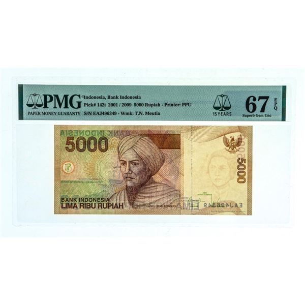 Indonesia Bank Indonesia 2001-2009 Pick# 142i 5000 Rupiah SUPERB GEM UNC