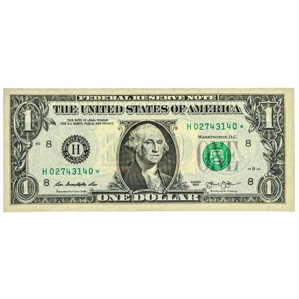 USA One Dollar 2013 *STAR* $1 Note Replacement UNC