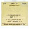 Image 3 : 1998 Canada 5 Cents. SP65. ICCS.