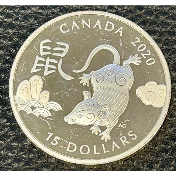 Sold Out - 2020 Fine Silver $15 Coin - Year of the Rat.