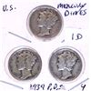 Image 1 : 1939 P, D, S Mercury Dime Set