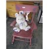 Image 1 : Painted Rocking Chair, Stuffed Toy Bunny