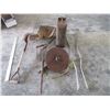 Image 3 : (2) Shovels, Fork, Military Gas Can, Disc Marker, Pipes