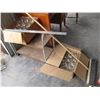 Image 1 : TV Stand, (2) Boxes of Glass Jars, Push Broom