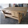 Image 2 : Homemade Wooden Workbench With Mover & Vise - 75" x 31" x 36"