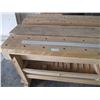 Image 5 : Homemade Wooden Workbench With Mover & Vise - 75" x 31" x 36"