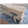 Image 7 : Homemade Wooden Workbench With Mover & Vise - 75" x 31" x 36"