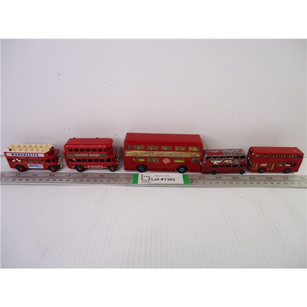 (5) Red Double-decker Buses-Including Matchbox(2) and Lesney(1)