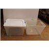 Image 4 : *(2) Plastic Totes - One Lid (one has wheels)