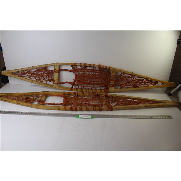 *Vintage Pair of Snow Shoes (re woven w/ baler twine & hockey tape)