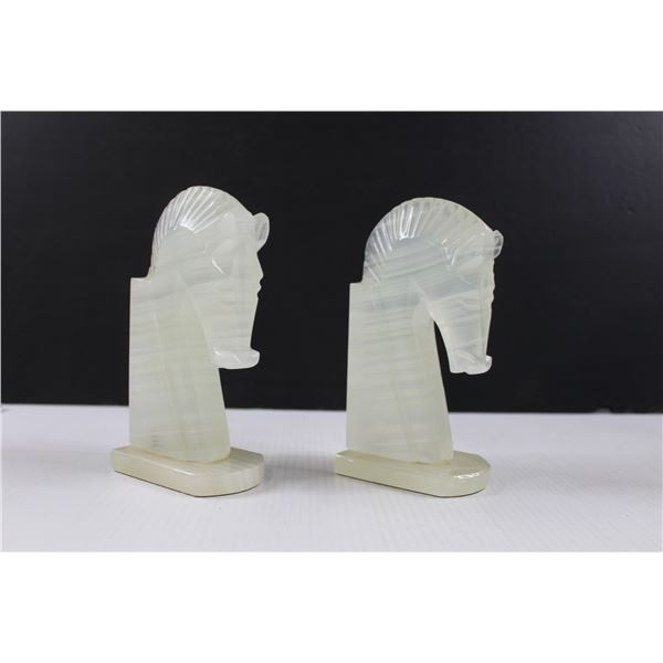 Marble Horse Bookends