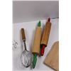 Image 3 : Vintage Kitchen Utensils - Potato Mashers, Whisk, Rolling Pins & Cutting Board