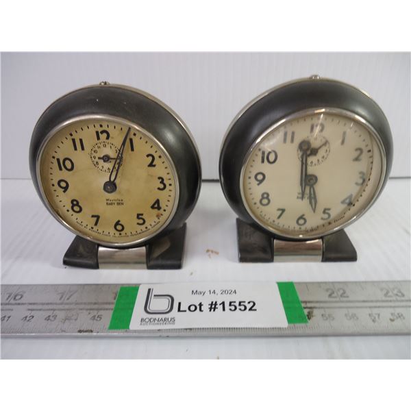 (2) Westclox Baby Ben Alarm Clocks-One is missing the glass face (not running)