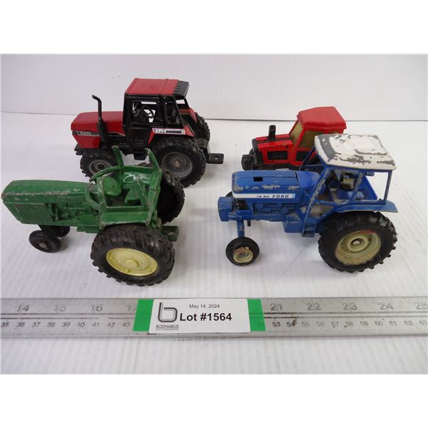 (4) Small Toy Tractors-John Deere, CASE, Ford, Buddy L