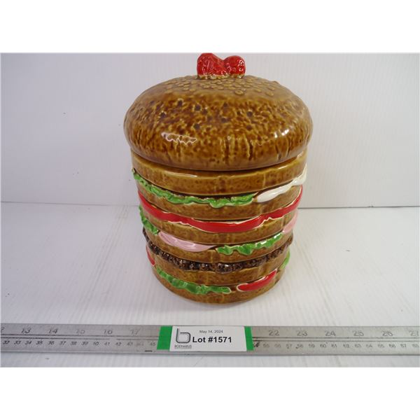 Vintage 50's Ceramic Hamburger Cookie Jar-Made in Japan