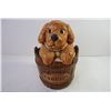 Image 1 : Vintage Ceramic Puppy in Bucket/Barrel Cookie/Treasure Jar-Made in U.S.A.