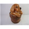 Image 4 : Vintage Ceramic Puppy in Bucket/Barrel Cookie/Treasure Jar-Made in U.S.A.