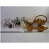 Image 1 : Ceramic Woven Basket,(2) Cortina Stoneware,(4) Coffee Mugs, Owl ornaments and more