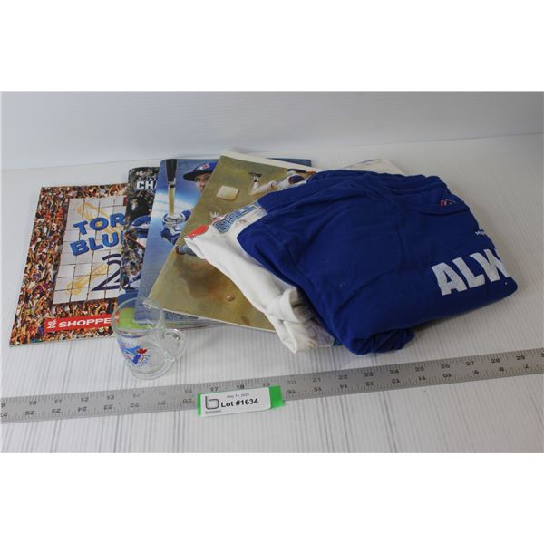 (2) Toronto Blue Jays Tee Shirts, Programs, Shot Glass, etc.