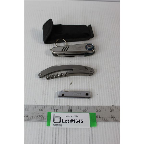 Affinity Credit Union Knife With Holder, Trim Trio, Corkscrew/Bottle Opener