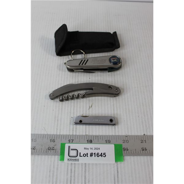 Affinity Credit Union Knife With Holder, Trim Trio, Corkscrew/Bottle Opener