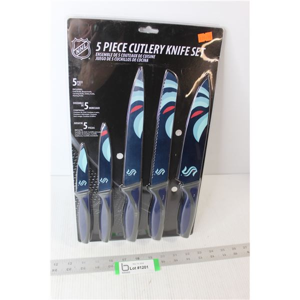 NHL 5 Piece Cutlery Knife Set - Seattle Krakens - New In Box