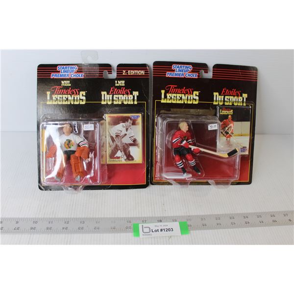 (2) NHL Timeless Legends Figures - Bobby Hull & Glenn Hall - New In Box