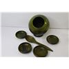 Image 9 : (3) Bud Vases - Acrylic Etched Cubes - Assorted Ornaments - Ceramic Shell Ashtray - Wooden Dish Set 