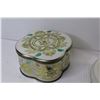 Image 6 : Betty Lou Powder Box - First Aid Weyburn Container - Ornate Tin - Round Ryle's Toffee Tin - (2) Clot
