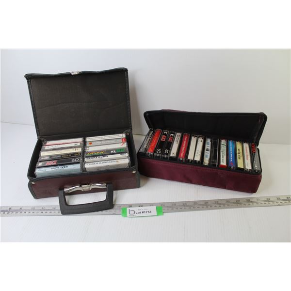 Vinyl Cassette Case w/Cassettes - Cloth Case w/Cassettes - Willie Nelson - Dean Martin - Burl Ives -