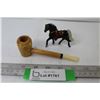 Image 1 : Vintage Corn Cob Pipe - Cast Iron Horse