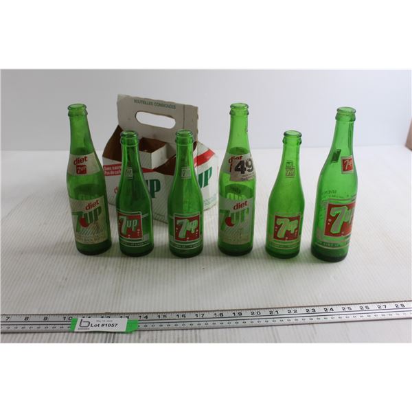 (6) Antique 7-UP Bottles