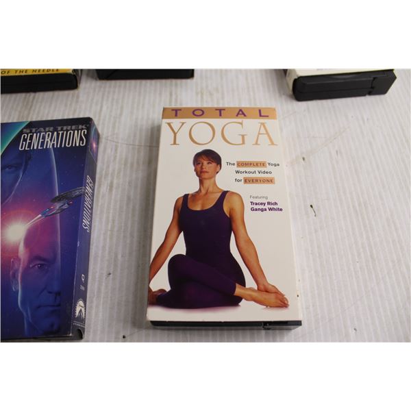 5) Star Trek VHS Tapes, (2) Yoga VHS Tapes - Bodnarus Auctioneering