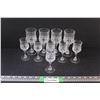 Image 1 : (10) Diamond Point Stemmed Crystal D'Arques 4 - Sherry & 6 - Aperitif's
