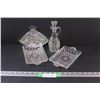 Image 1 : (5) 3 - Crystal D'Arques Tidbit Trays & Cruet with Stopper