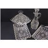 Image 2 : (5) 3 - Crystal D'Arques Tidbit Trays & Cruet with Stopper