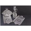 Image 3 : (5) 3 - Crystal D'Arques Tidbit Trays & Cruet with Stopper