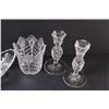 Image 3 : (4) Crystal D'Arques Items: Large Spooner; Gondola Dish; 2 - Candle Sticks